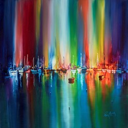 Shimmering Harbour by Philip Gray - Original Painting on Box Canvas sized 28x28 inches. Available from Whitewall Galleries